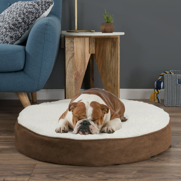 Medium Round 30 Inch Pet Dog Bed Memory Foam Pillow Top Reversible 5 Inch High